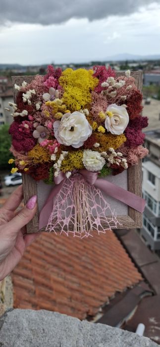 3D букет от скандинавски мъх в рамка