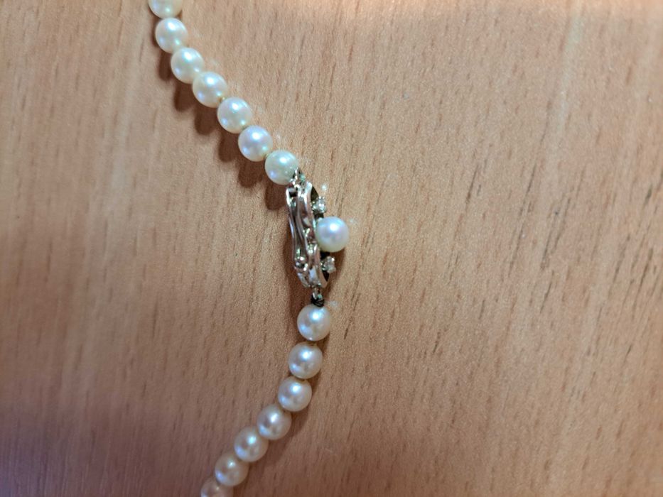 Perle cu inchizatoare aur alb 18k si diamante