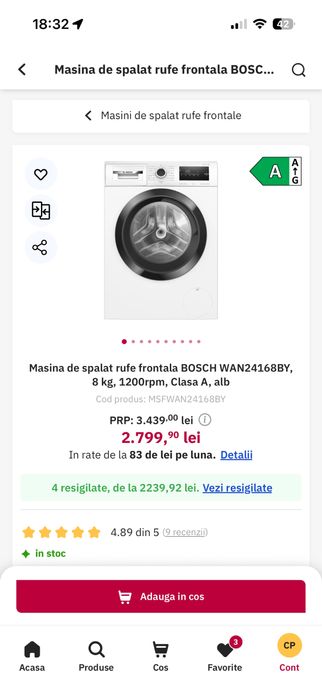 Masina de spalat rufe  BOSCH-Black Friday