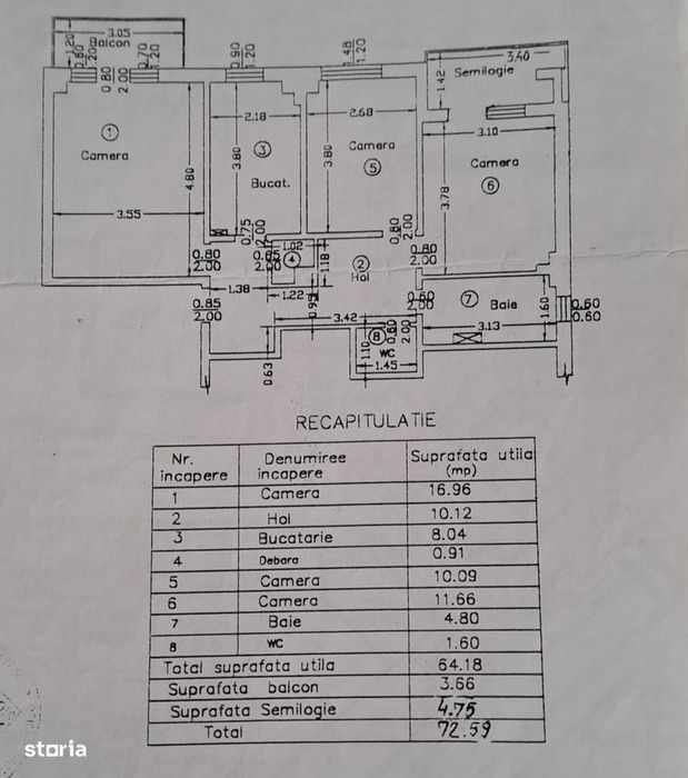 Etaj 3 - 3 camere decomandat - doua bai - doua balcoane - Dacia — fotografia 3