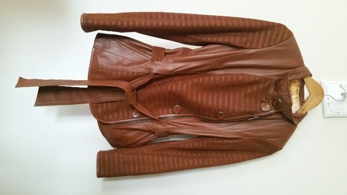 Geacă / jachetă damă, nouă, piele naturala, culoare whiskey,  mărime S