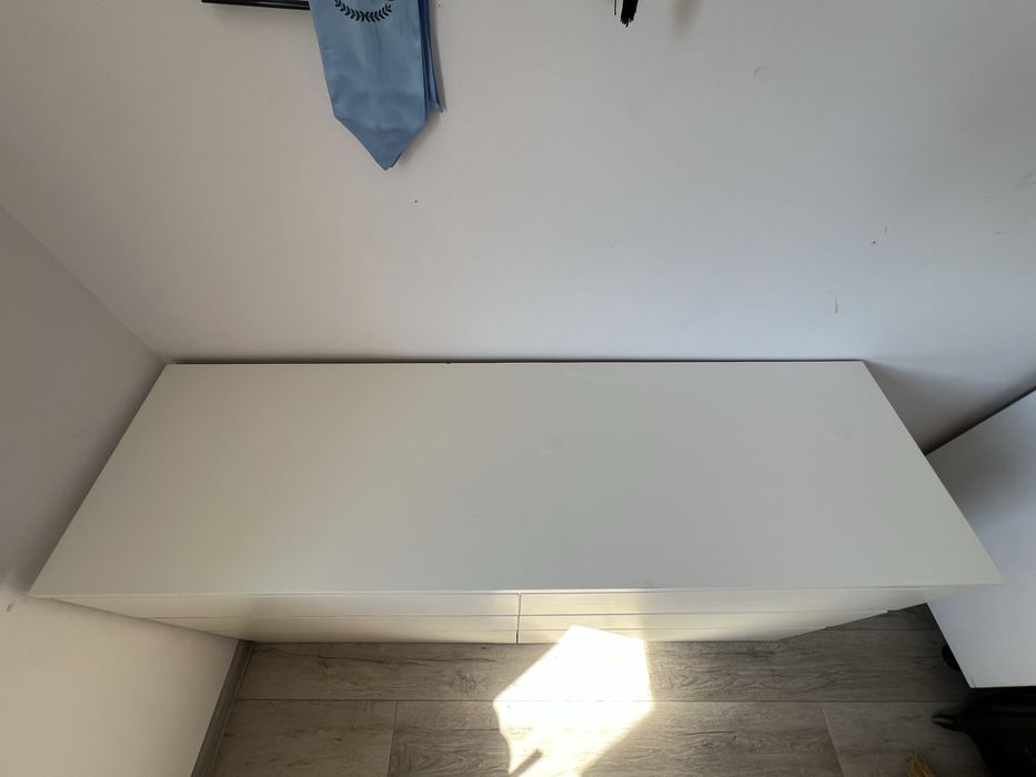 Comodă 6 sertare, alb, 140x50x75 cm