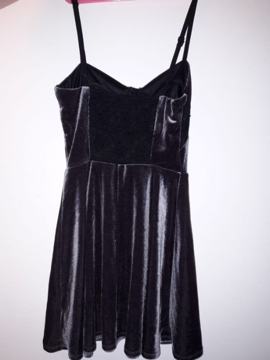 Rochie mini de catifea mov inchis, pentru club