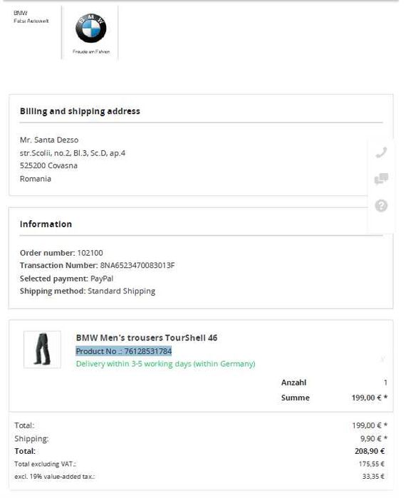 Pantaloni moto BMW Tourshell