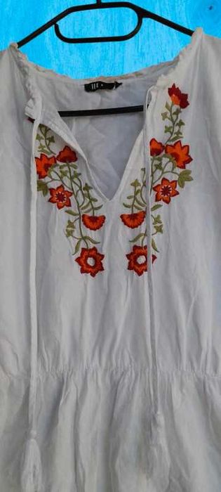 Rochie dama 100% bumbac cu broderie florala