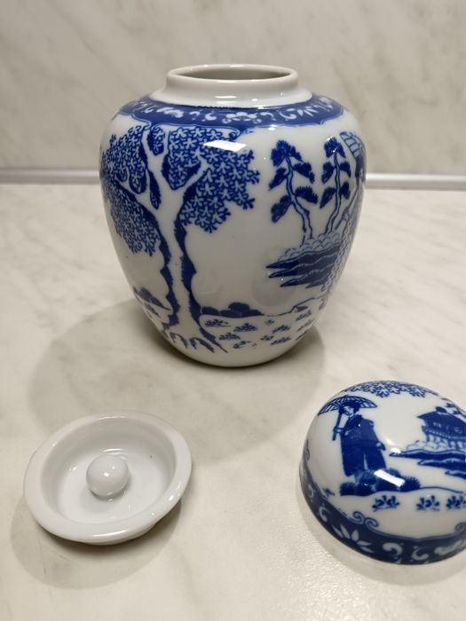 Джинджифилов порцеланов буркан за чай или подправки, двоен капак