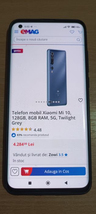 Vând telefon Xiaomi Hyper OS Mi 10 ram 8+4gb și 256gbrom