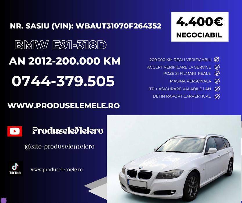 BMW Touring seria 3 318d (E91 Series)  2012, 200.000 km combi EURO 5