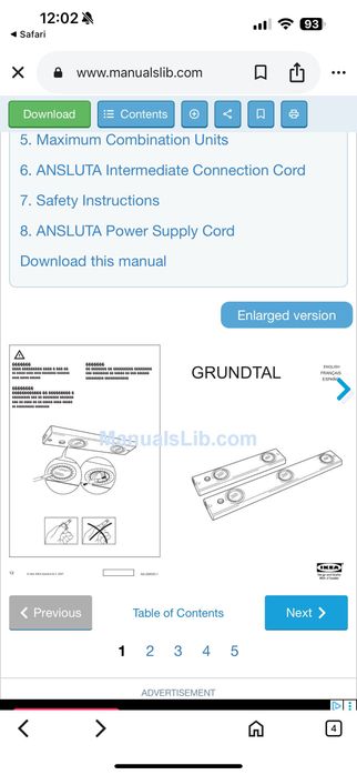 Лампа IKEA GRUNDTAL, 2x10W с бутон - ново състояние