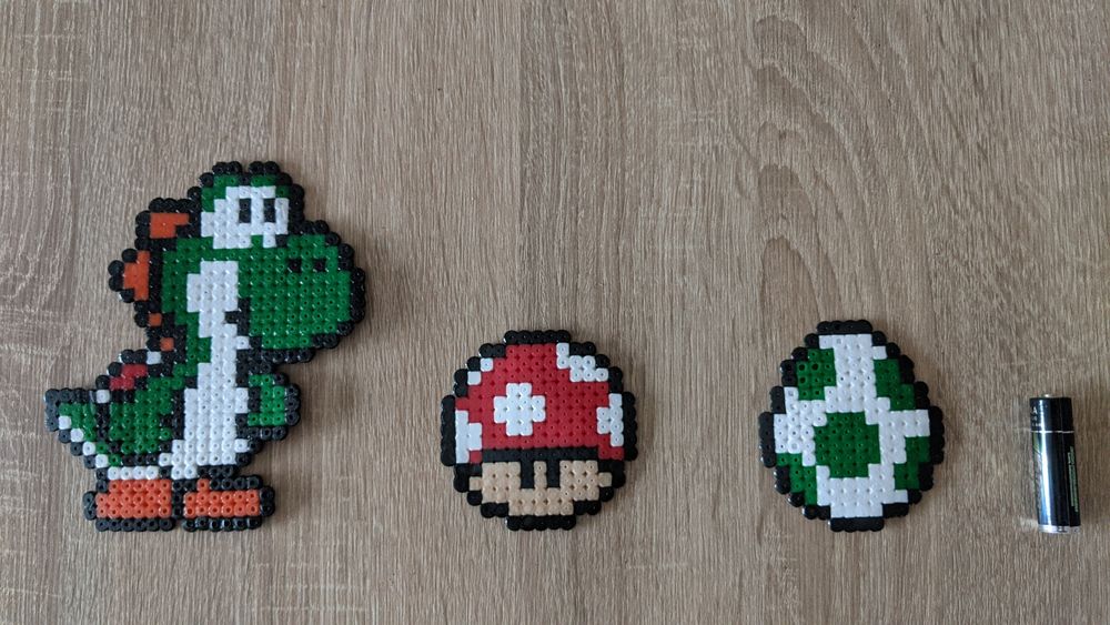 Pixel art Yoshi, Toad & egg