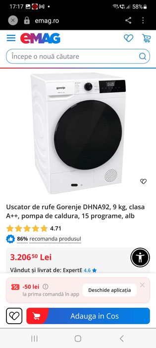 Uscător Haine Gorenje A++
