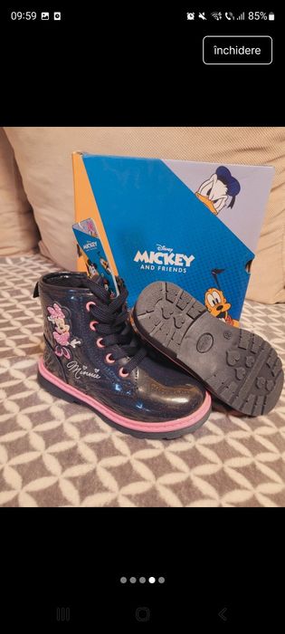 Bocanci Noi Fete Minnie Mouse cu Șireturi și Fermoar. Marimea 28 CCC