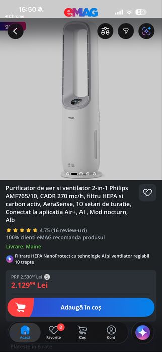 Philips 2 in 1 Air Purifier -Air Performer 7000i Series