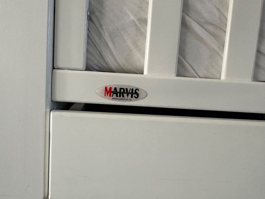 Pătuț lemn bebe alb