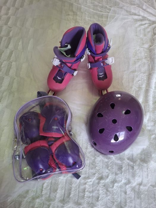 Set Role Copii Oxelo Play 3 Reglabile (30-32) + Protecții și Cască