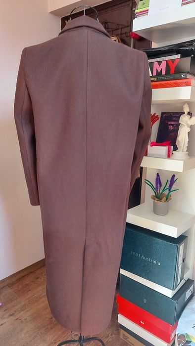 Palton maro din lână de cașmir Massimo Dutti (L) nou