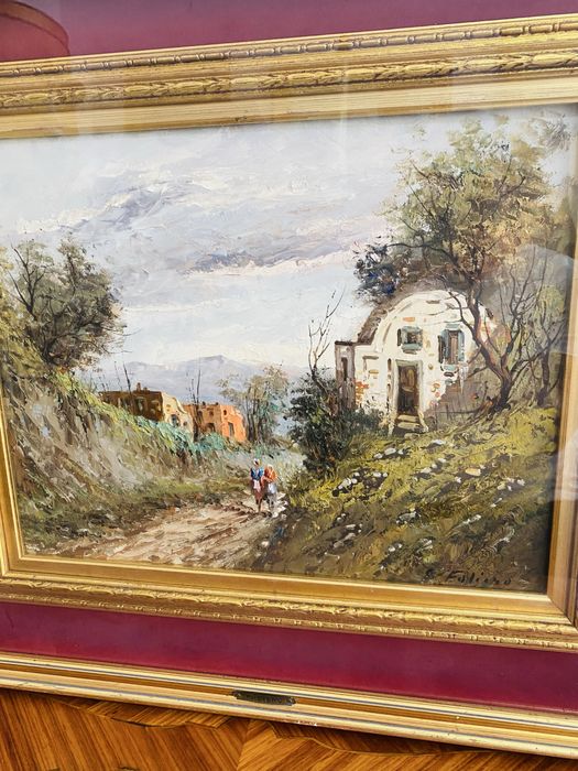 Tablou Vintage Pictura Ulei pe Panza Semnat Rama Lemn