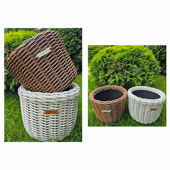 Ghiveci împletit din ratan sintetic, Handmade, volum 12 l