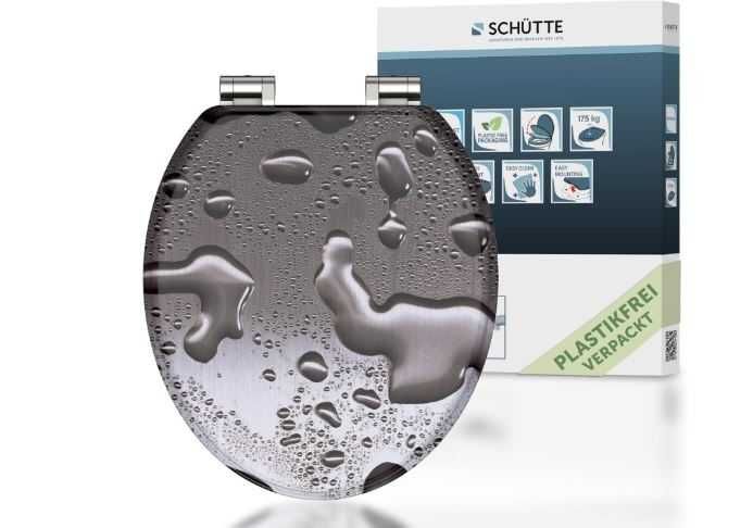 Capac WC SCHÜTTE Grey Steel 80123 cu închidere lentă Soft Close, MDF