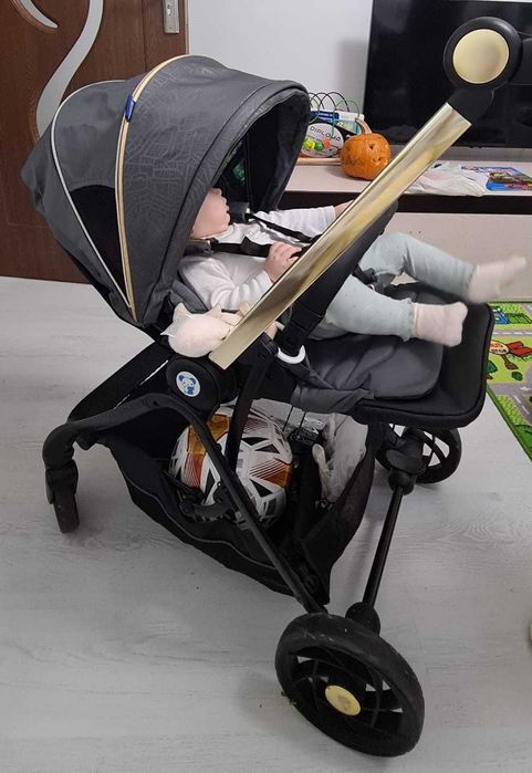 Carucior Chicco 2 in 1 one4ever, 3 piese,Orchid/PirateBlack,0+ la 22kg