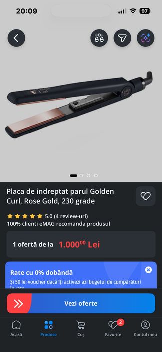 Placă de păr Golden Curl