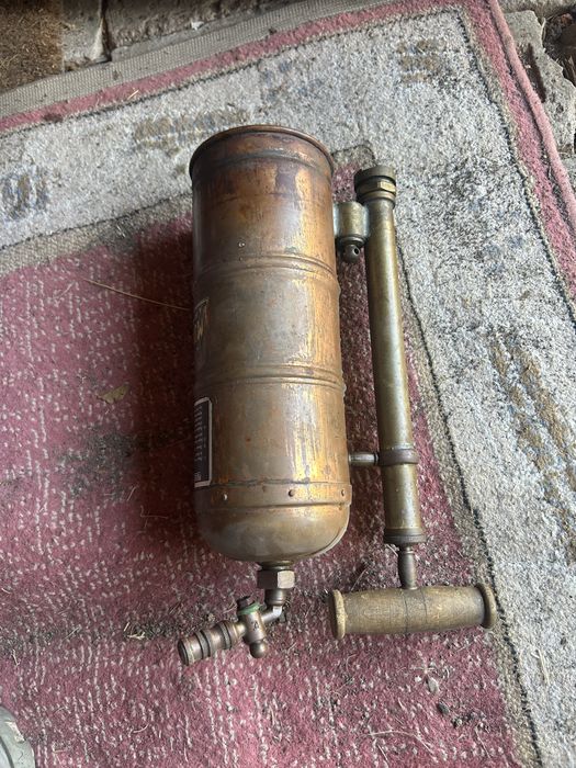 Pulverizator, vermorel, pompa manuala de stropit veche din cupru