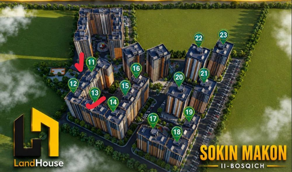 Sokin Makon 1 xonali 36,6 va 42 kvadrat uylar