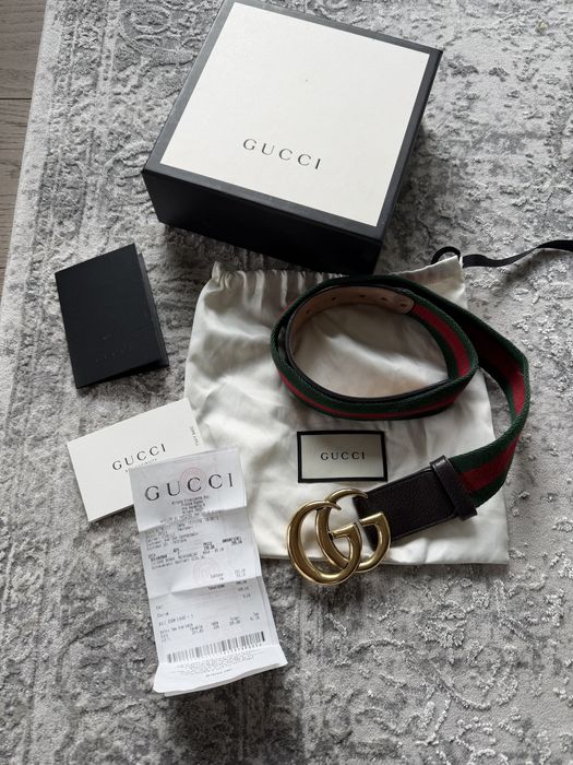 Колан от кожа и текстил GG - Gucci