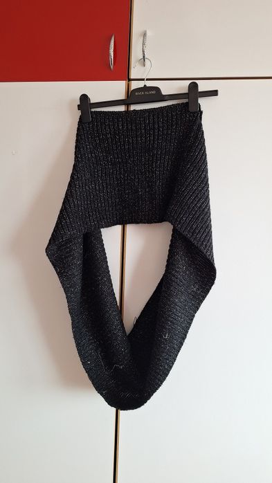 Fular negru cu argintiu model burlan