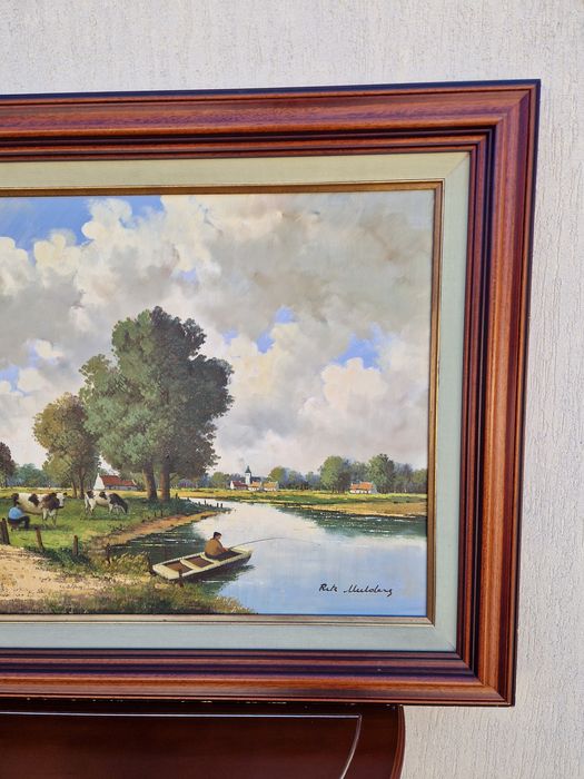 Уникална антикварна белгийска картина масло върху платно