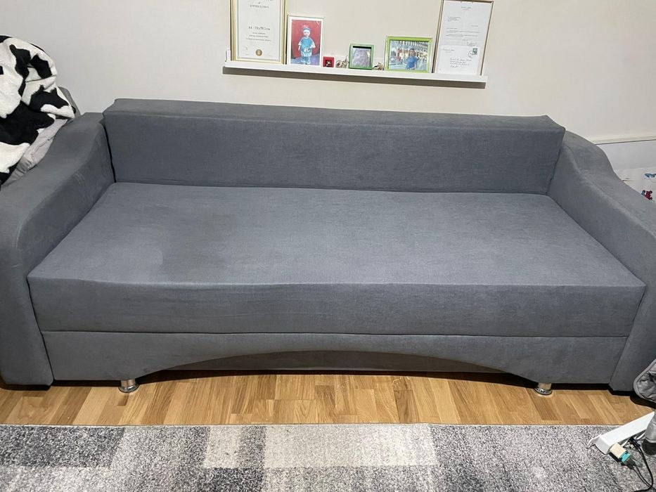 Canapea Royal,3 locuri,extensibilă cu ladă de depozitare,culoare gri