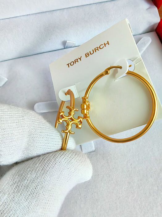 Позлатени обеци на Tory Burch - Eleanor hoop earrings