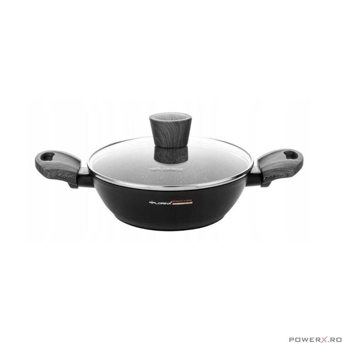 Oala joasa Bono, Aluminiu, 20cm, 1.6l, neagra, Florina