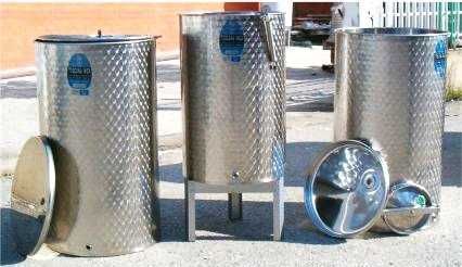 Recipiente inox alimentar cu capac flotant si accesorii pentru vin si alte bauturi