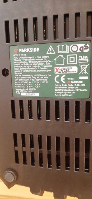 Incarcator acumulatori dublu 2x4,5Ah PARKSIDE PDSLG 20V B1-5lei transp