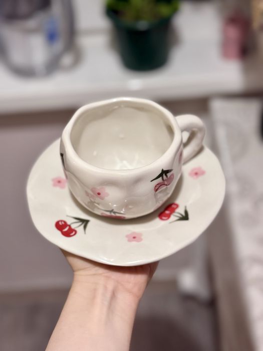 Чашка керамическая с тарелкой