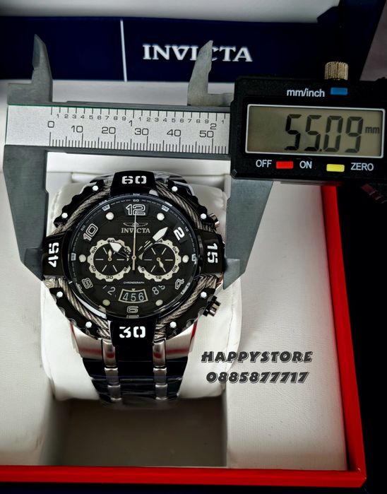 INVICTA Bolt Steel Silver/Black 55 mm, Инвикта нов ръчен часовник