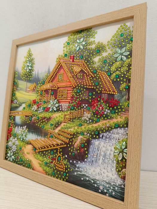 Диамантен гоблен 25 х 25 см готов изработен в дървена рамка