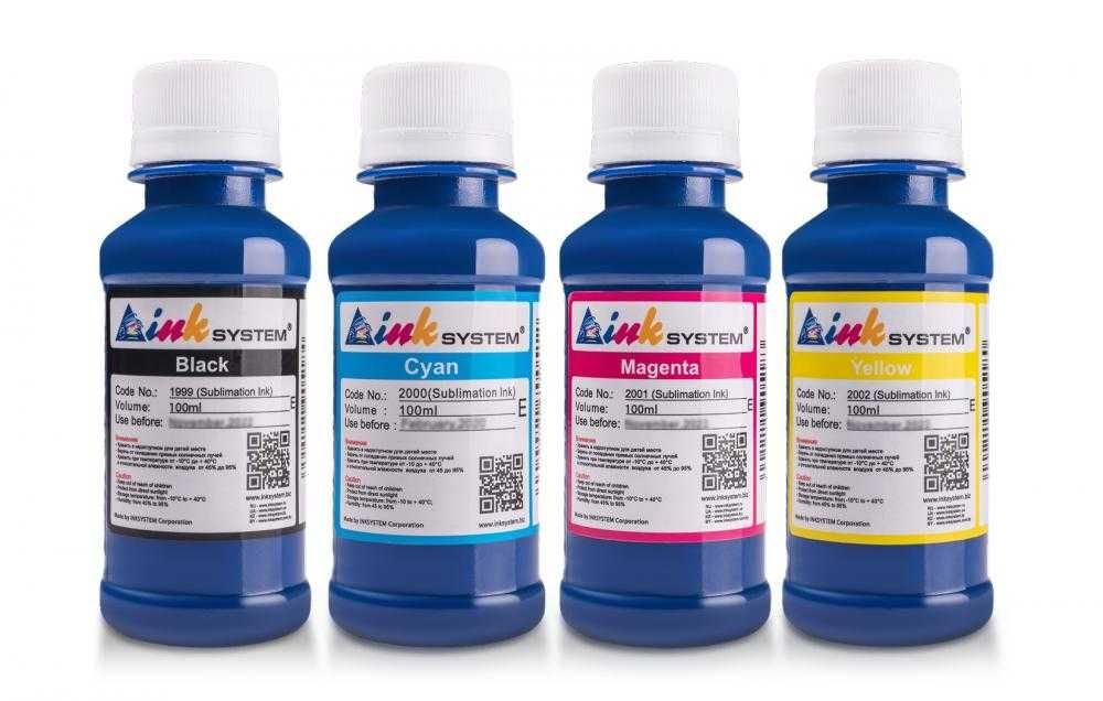 Сублимационные чернила INKSYSTEM  4/5/6 цветов, 100 и 500 мл