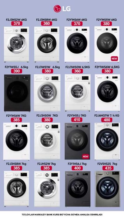 LG kir moshinasi super narxlarda 10 yil kafolatga ega
