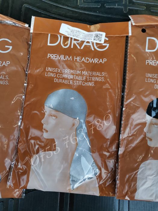 Durag - negru, alb, albastru, gri - premium headwrap