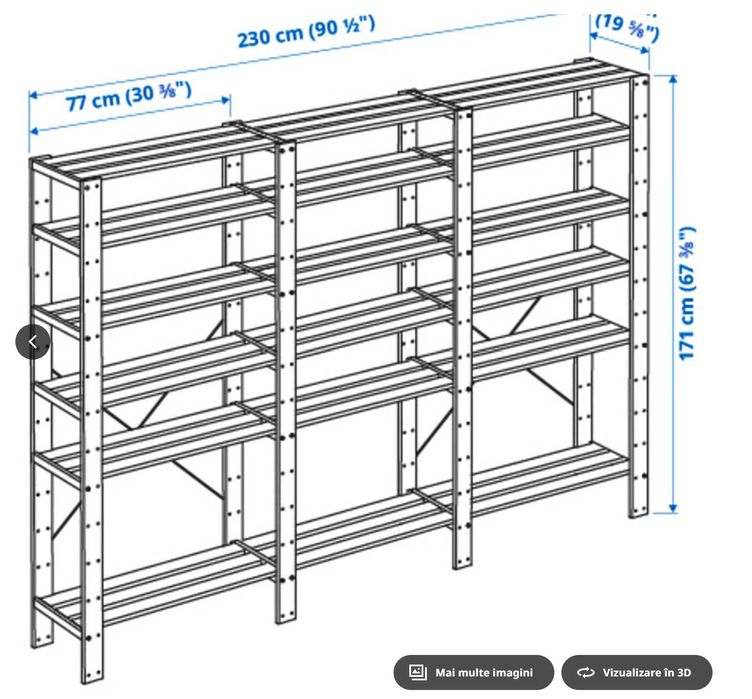 RAFTURI IKEA HEJNE 3 secțiuni/polițe lemn conifere