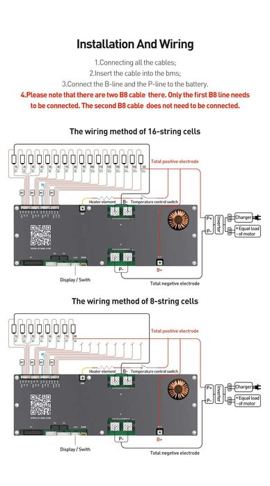 BMS JK PB2A16S20P V19 2A Echilibrare 200Ah Nominal 350Ah Max cu Display Touch V19 4.3"