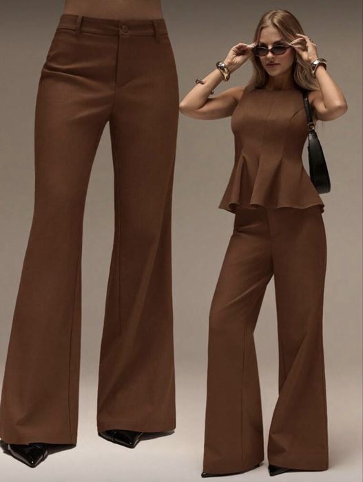 Кафеви разкроени панталони