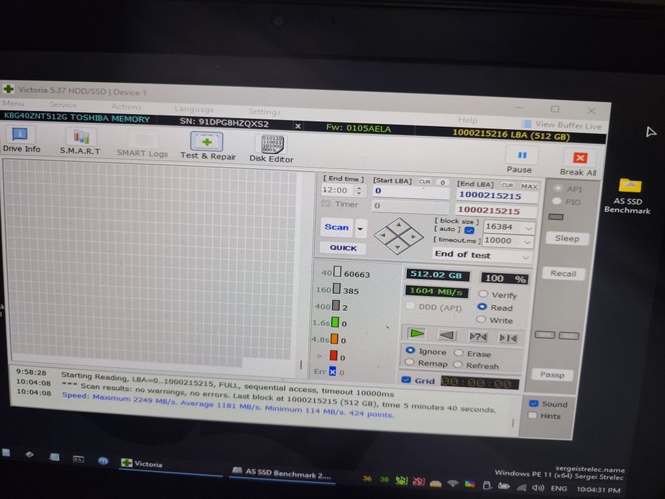 Ssd Toshiba 512gb 99%