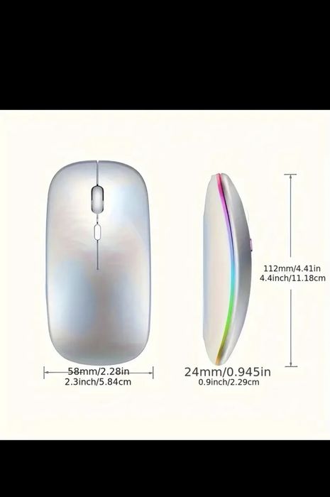 Безжична мишка с LED подсветка, ултра-тънка 2.4G/5.2 ,без шум