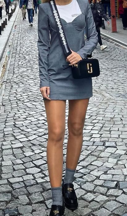 Рокля ZARA, цвят-сив, размер S