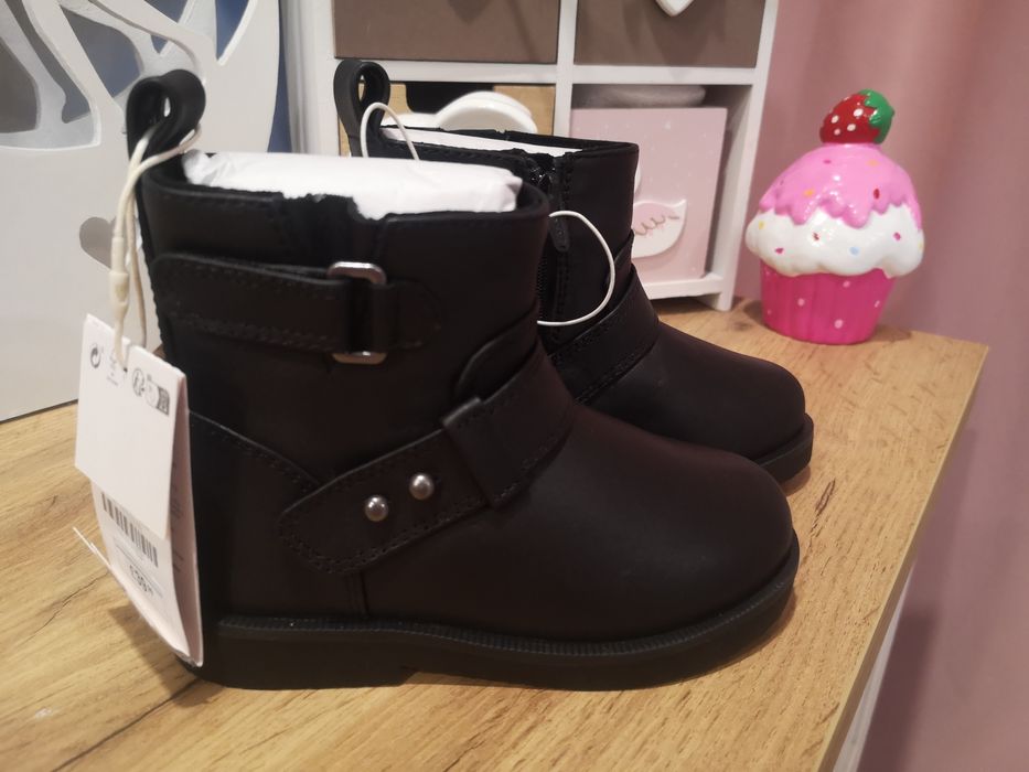 Детски черни боти Зара Zara естествена кожа