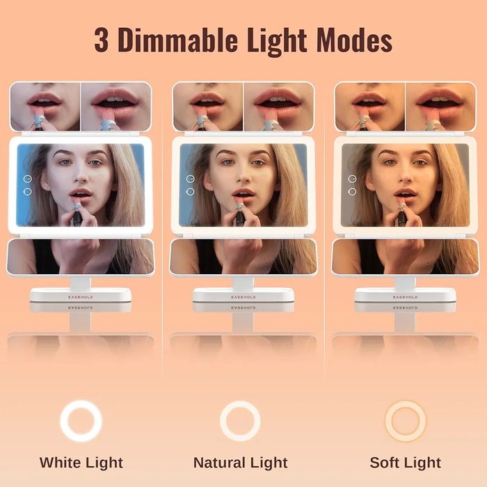 Огледало за грим със LED светлини, акумулаторно 2X,3X