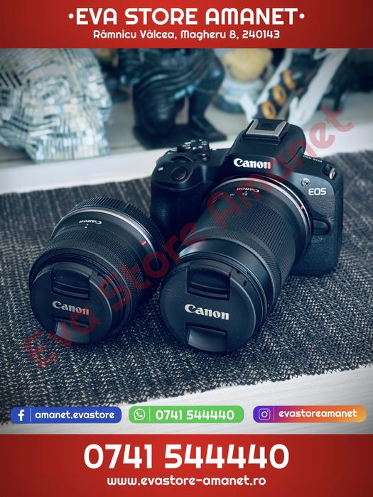Aparat Foto Mirrorless Canon EOS R50 Kit cu Obiectiv RF-S 18-45mm + RF-S 55-210mm